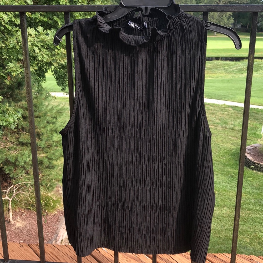 Zara Pleated sleeveless mock neck